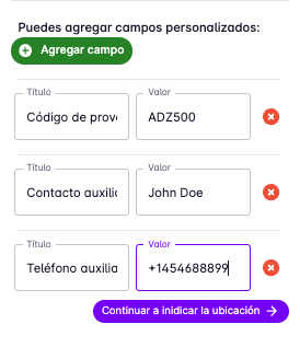 Client create form extra fields