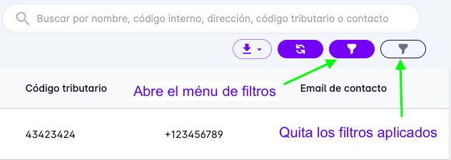 Filter buttons