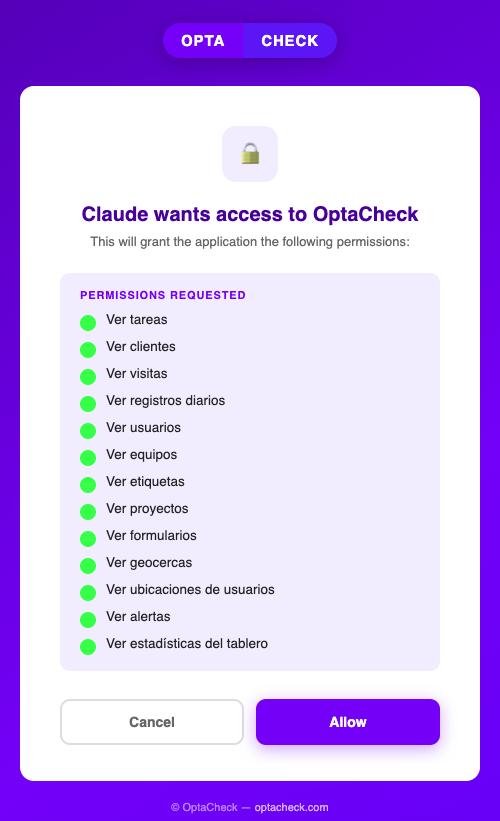 Authorization screen showing the 13 read-only permissions Claude requests