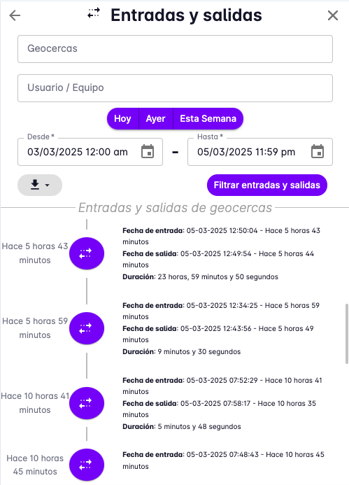 Location geofences entries exits