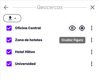 Location geofences show in map