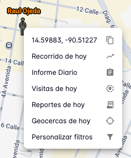 Location users context menu