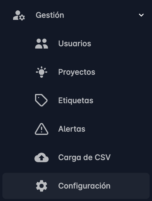 Configuration menu