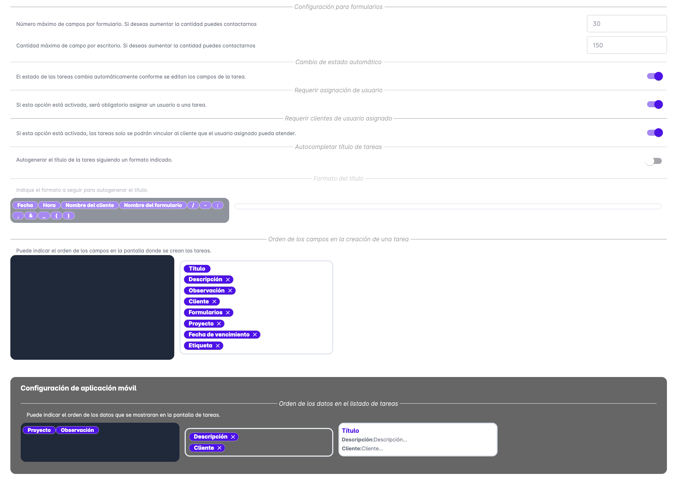 Configuration tasks