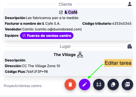 Tasks edit button