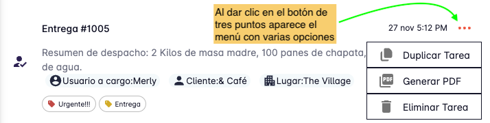 Tasks menu button