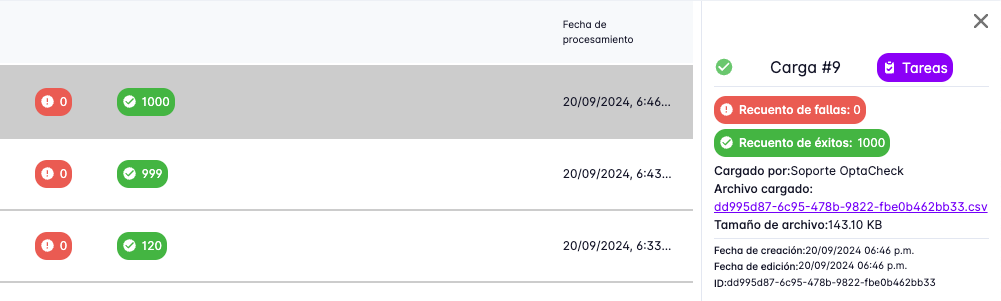 Tasks upload detail