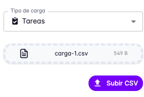 Tasks upload form filled